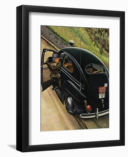 "Policeman with Flat Tire," March 24, 1945-Stevan Dohanos-Framed Giclee Print