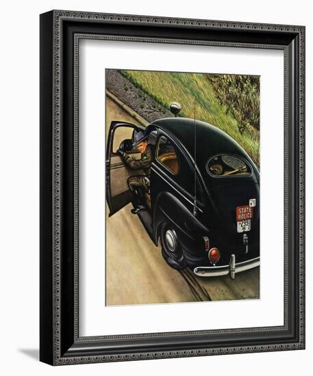 "Policeman with Flat Tire," March 24, 1945-Stevan Dohanos-Framed Giclee Print