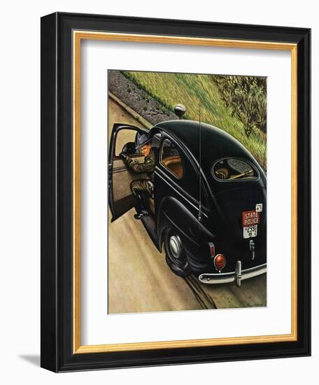 "Policeman with Flat Tire," March 24, 1945-Stevan Dohanos-Framed Giclee Print