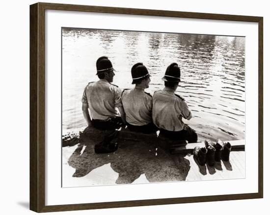 Policemen Sitting by a River on a Hot Sunny Day, July 1976-null-Framed Photographic Print