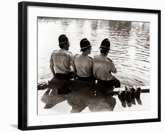 Policemen Sitting by a River on a Hot Sunny Day, July 1976-null-Framed Photographic Print