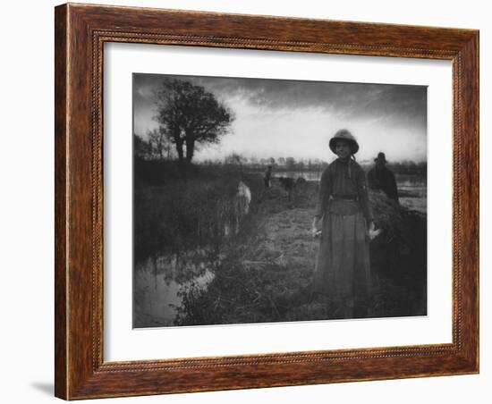 Poling the Marsh Hay, 1886 platinum print from glass negative-Peter Henry Emerson-Framed Giclee Print