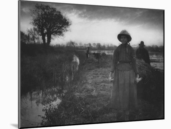 Poling the Marsh Hay, 1886 platinum print from glass negative-Peter Henry Emerson-Mounted Giclee Print