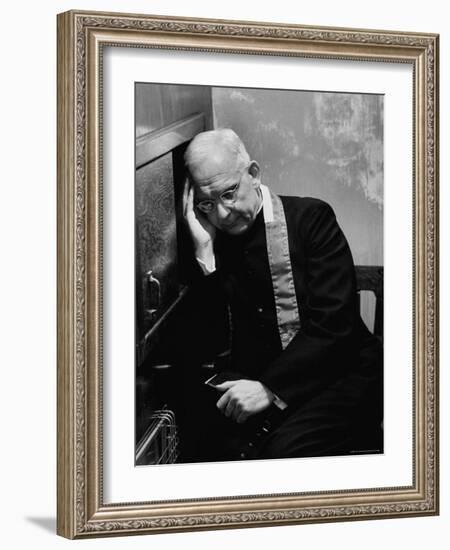 Polish American Catholic Priest Hearing Confession-John Dominis-Framed Photographic Print