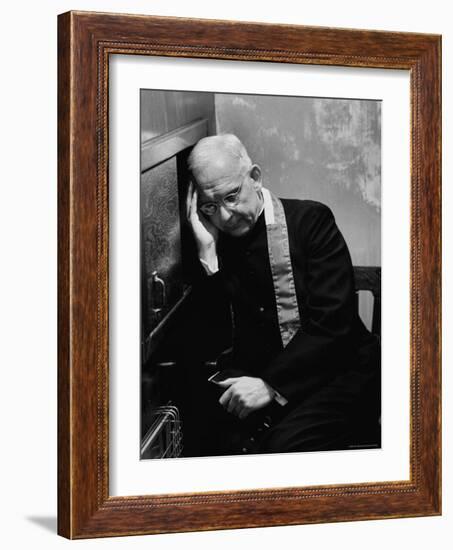 Polish American Catholic Priest Hearing Confession-John Dominis-Framed Photographic Print