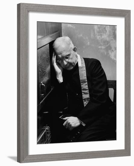 Polish American Catholic Priest Hearing Confession-John Dominis-Framed Photographic Print