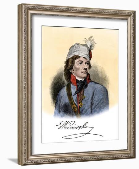 Polish General Tadeusz Kosciuszko with His Autograph-null-Framed Giclee Print