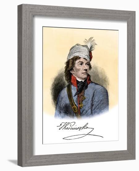 Polish General Tadeusz Kosciuszko with His Autograph-null-Framed Giclee Print