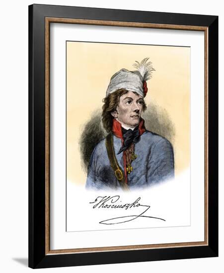 Polish General Tadeusz Kosciuszko with His Autograph-null-Framed Giclee Print