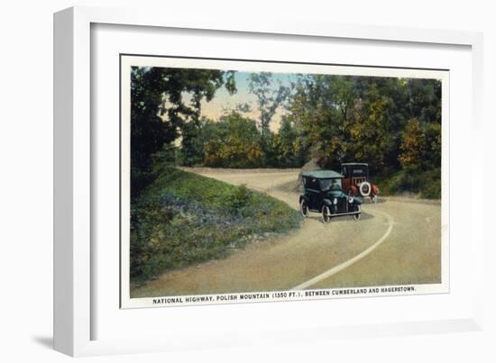 Polish Mountain, Maryland - National Road Between Cumberland and Hagerstown-Lantern Press-Framed Art Print