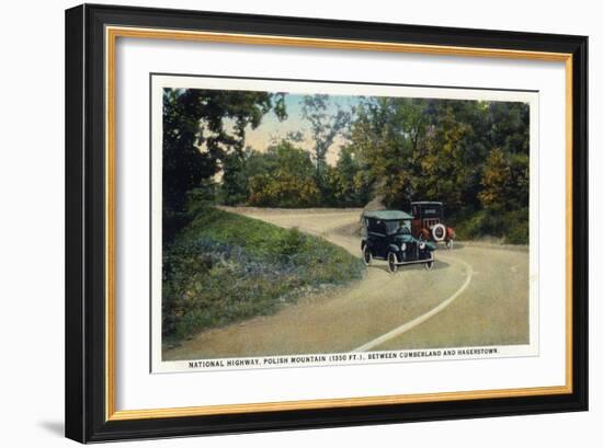 Polish Mountain, Maryland - National Road Between Cumberland and Hagerstown-Lantern Press-Framed Art Print