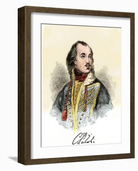 Polish Nobleman Casimir Pulaski, with His Signature-null-Framed Giclee Print