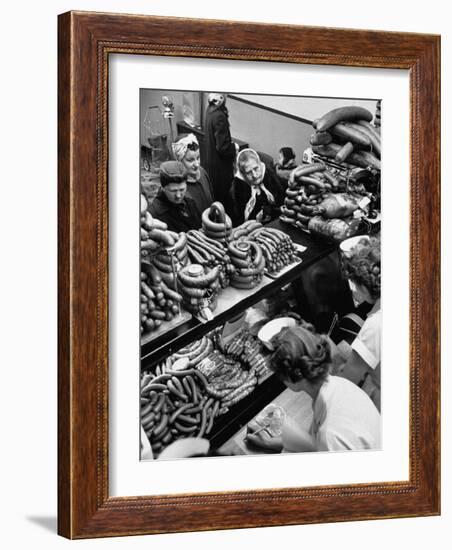 Polish Sausage Store Customers Have 60 Varieties from Which to Choose-John Dominis-Framed Photographic Print