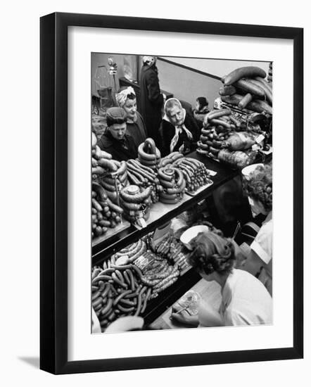 Polish Sausage Store Customers Have 60 Varieties from Which to Choose-John Dominis-Framed Photographic Print