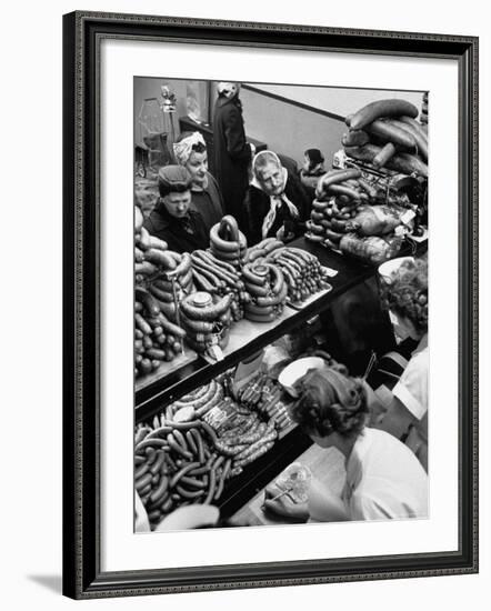 Polish Sausage Store Customers Have 60 Varieties from Which to Choose-John Dominis-Framed Photographic Print