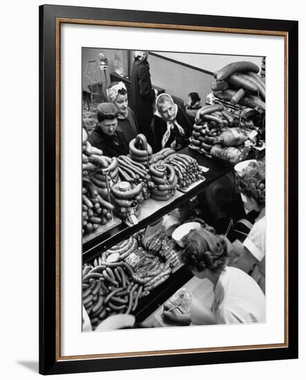 Polish Sausage Store Customers Have 60 Varieties from Which to Choose-John Dominis-Framed Photographic Print