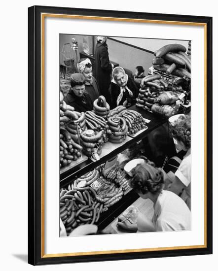 Polish Sausage Store Customers Have 60 Varieties from Which to Choose-John Dominis-Framed Photographic Print