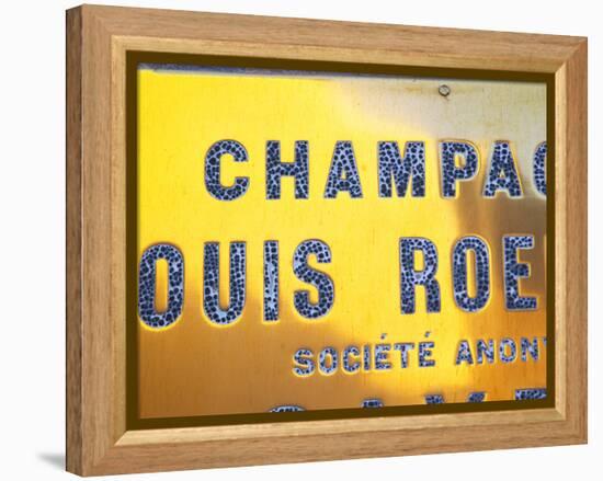 Polished Brass Sign at Winery of Louis Roederer, Reims, Champagne, Marne, Ardennes, France-Per Karlsson-Framed Premier Image Canvas