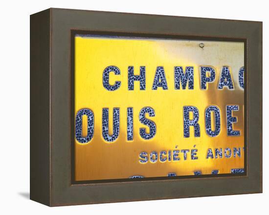 Polished Brass Sign at Winery of Louis Roederer, Reims, Champagne, Marne, Ardennes, France-Per Karlsson-Framed Premier Image Canvas