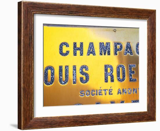 Polished Brass Sign at Winery of Louis Roederer, Reims, Champagne, Marne, Ardennes, France-Per Karlsson-Framed Photographic Print