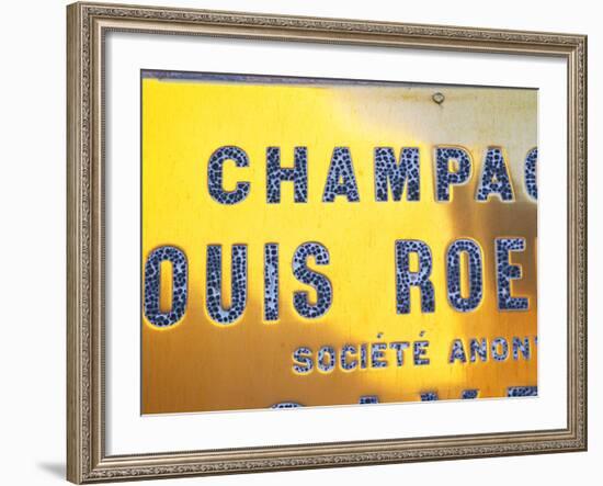 Polished Brass Sign at Winery of Louis Roederer, Reims, Champagne, Marne, Ardennes, France-Per Karlsson-Framed Photographic Print