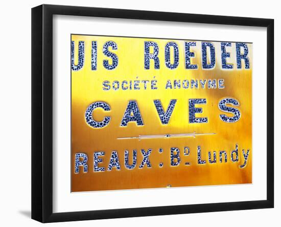 Polished Brass Sign at Winery of Louis Roederer, Reims, Champagne, Marne, Ardennes, France-Per Karlsson-Framed Photographic Print