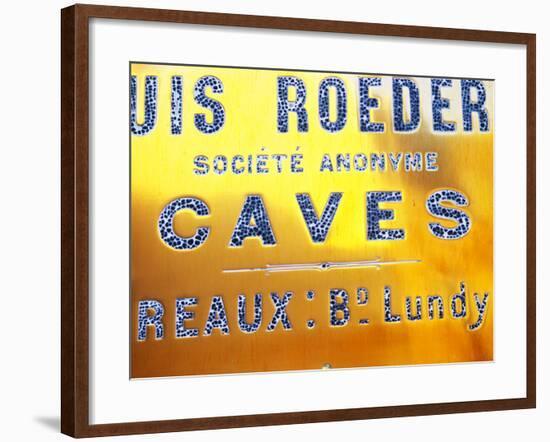 Polished Brass Sign at Winery of Louis Roederer, Reims, Champagne, Marne, Ardennes, France-Per Karlsson-Framed Photographic Print