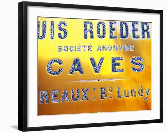 Polished Brass Sign at Winery of Louis Roederer, Reims, Champagne, Marne, Ardennes, France-Per Karlsson-Framed Photographic Print