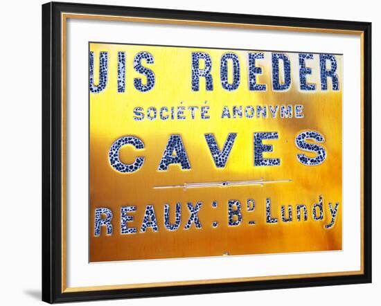 Polished Brass Sign at Winery of Louis Roederer, Reims, Champagne, Marne, Ardennes, France-Per Karlsson-Framed Photographic Print