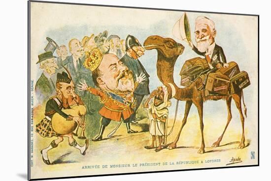 Political Cartoon of the Arrival of Emile Loubet in the United Kingdom-null-Mounted Giclee Print