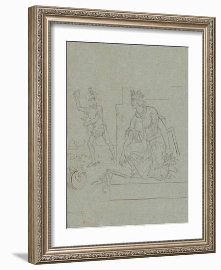 Political Cartoon on American Civil War, c.1860 (pen, ink and graphite on grey laid paper-Emanuel Gottlieb Leutze-Framed Giclee Print