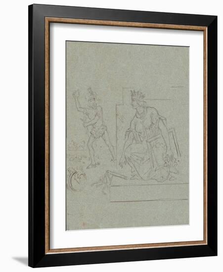 Political Cartoon on American Civil War, c.1860 (pen, ink and graphite on grey laid paper-Emanuel Gottlieb Leutze-Framed Giclee Print