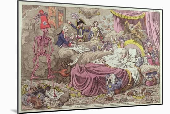 Political Dreamings, Visions of Peace, Prospective Horrors-James Gillray-Mounted Giclee Print