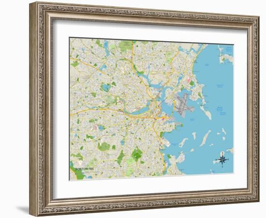 Political Map of Boston, MA-null-Framed Art Print