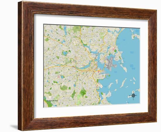 Political Map of Boston, MA-null-Framed Art Print