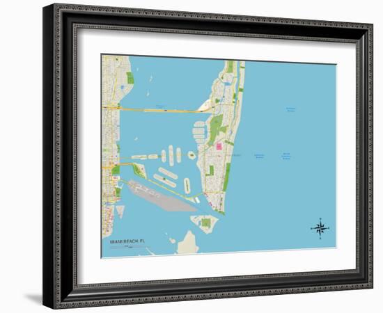 Political Map of Miami Beach, FL-null-Framed Art Print