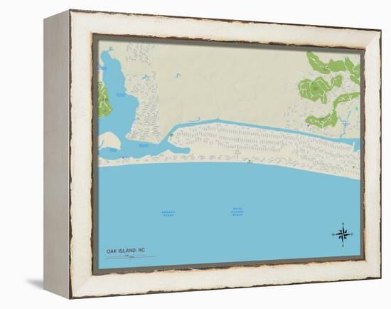 Political Map of Oak Island, NC-null-Framed Stretched Canvas