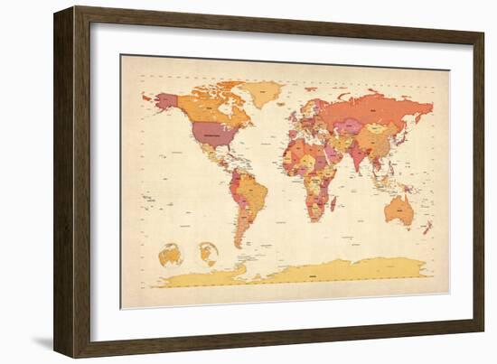 Political Map of the World Map-Michael Tompsett-Framed Art Print