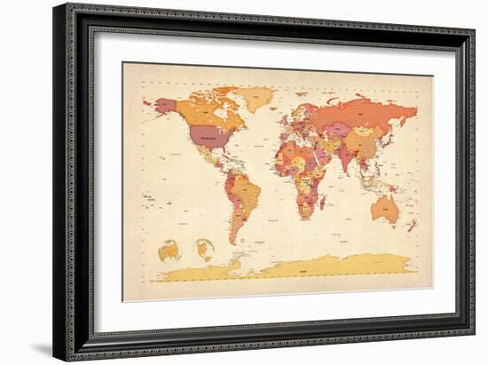 Political Map of the World Map-Michael Tompsett-Framed Art Print