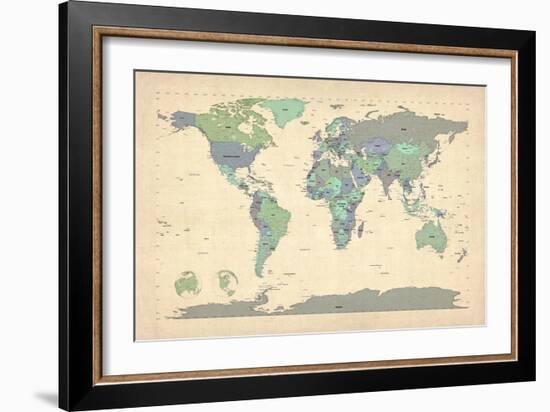 Political Map of the World Map-Michael Tompsett-Framed Premium Giclee Print