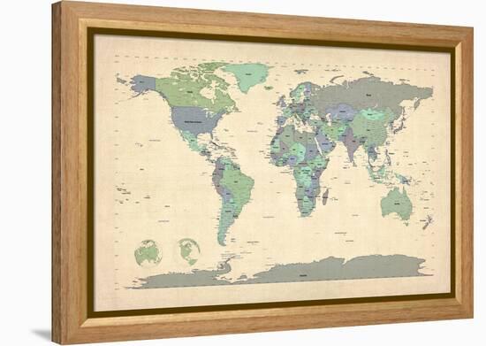 Political Map of the World Map-Michael Tompsett-Framed Stretched Canvas