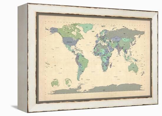 Political Map of the World Map-Michael Tompsett-Framed Stretched Canvas