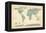 Political Map of the World Map-Michael Tompsett-Framed Stretched Canvas