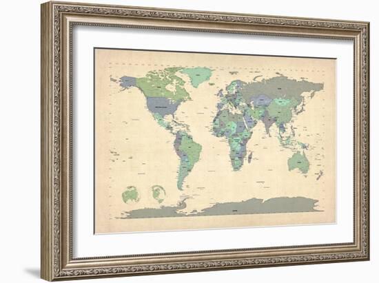 Political Map of the World Map-Michael Tompsett-Framed Art Print