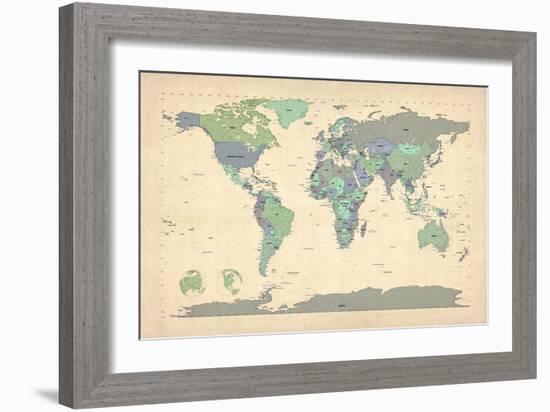 Political Map of the World Map-Michael Tompsett-Framed Art Print