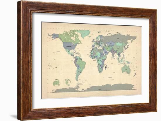 Political Map of the World Map-Michael Tompsett-Framed Art Print