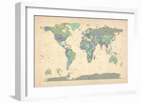 Political Map of the World Map-Michael Tompsett-Framed Art Print