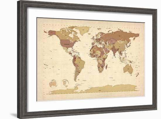 Political Map of the World Map-Michael Tompsett-Framed Art Print