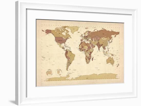 Political Map of the World Map-Michael Tompsett-Framed Art Print