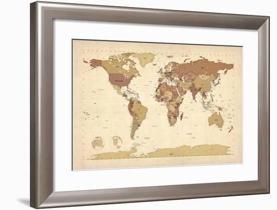 Political Map of the World Map-Michael Tompsett-Framed Art Print